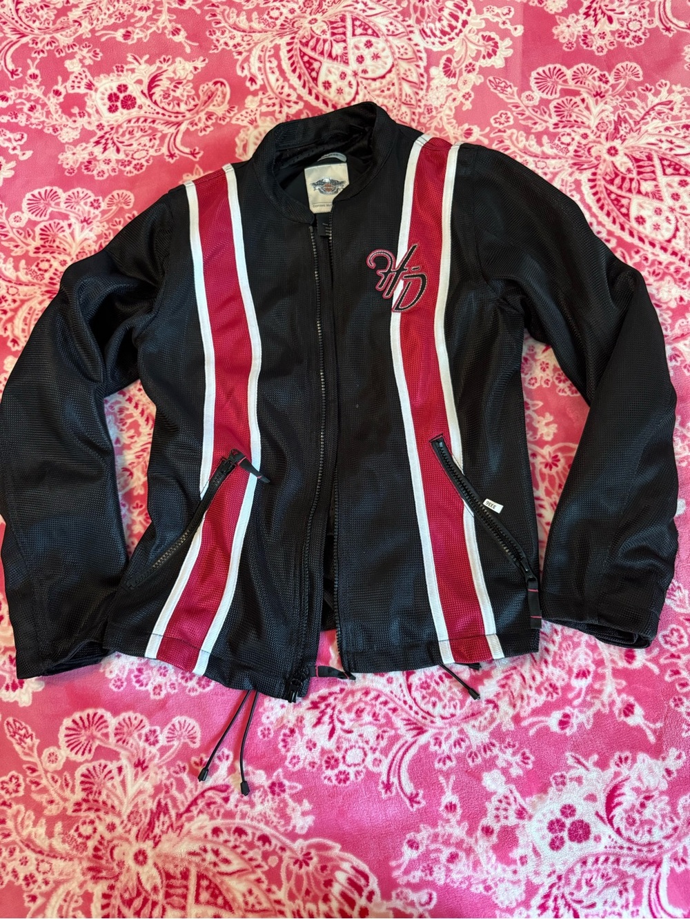 Black and Red Women's Harley Davidson Riding Jacket